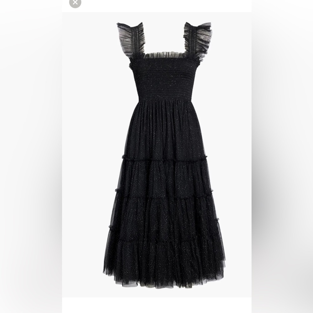 Hill House Black Glitter Tulle Midi Dress